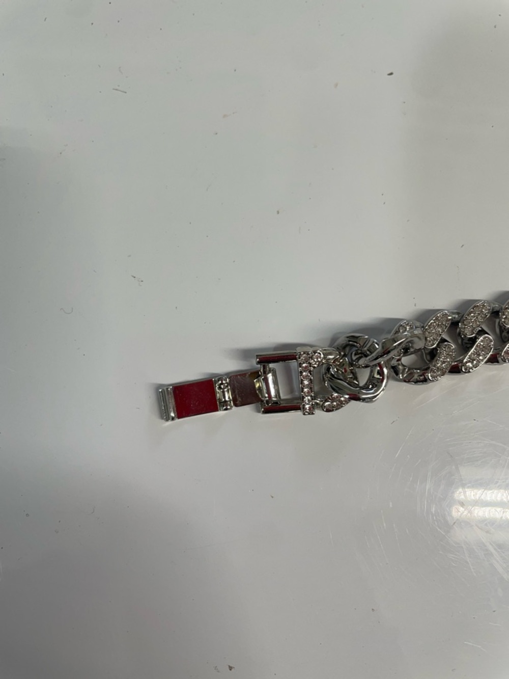 Silver tone Link Bracelet with Heart and Initial A Charm - Picture 9 of 11